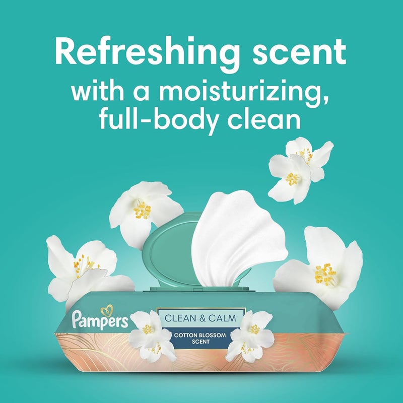 Pampers Wipes, Clean & Calm, Cotton Blossom Scent, 168 Wipes Total (3X Pop-Top Packs) - Image 3